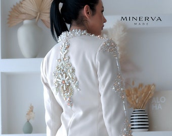 Elegante Blazer mit Ornamente, Perlen.  Handmade, Unikat, Limited Edition