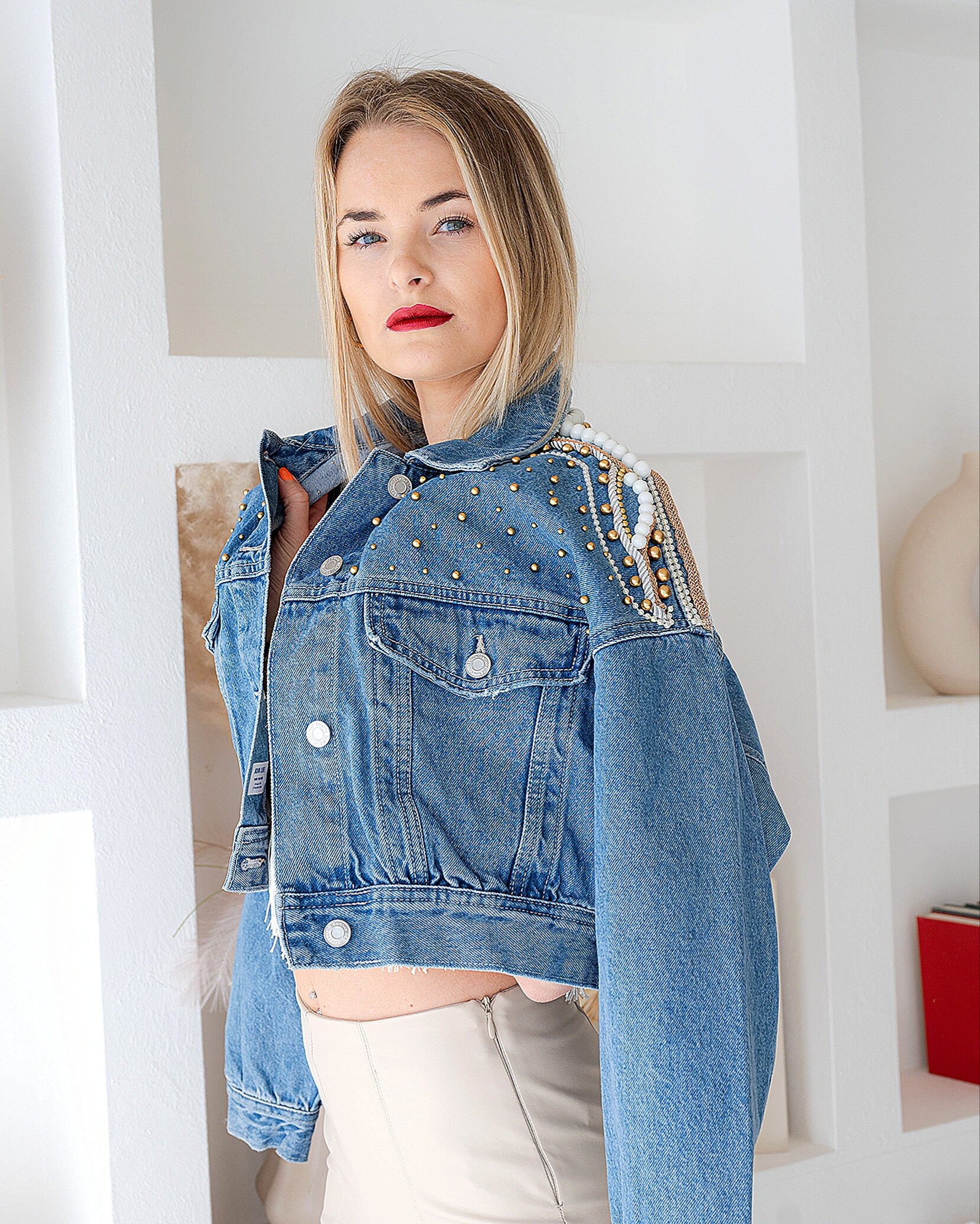 Light Blue Handmade Denim Jacket. Limited Edition. One-of-a