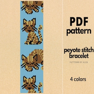 cats pattern, peyote pattern, bead pattern, cat lovers | 4 colors | 31 x 100