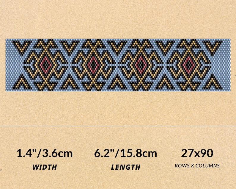 Cherokee Pattern, Peyote Stitch Pattern, Bead Peyote Pattern 4 Colors ...