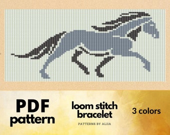 horse pattern, loom bead pattern, bead loom pattern, horse loom pattern | 3 colors | 52 x 91