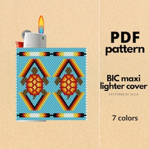 diy lighter cover pattern, bic lighter cover, peyote stitch pattern, peyote pattern, miyuki pattern | size 11 seed beads