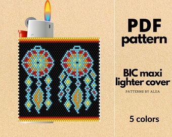 Dream Catcher Lighter Cover Pattern: peyote stitch (PDF Pattern)