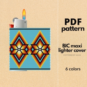 diy lighter cover pattern, bic lighter cover, peyote stitch pattern, peyote pattern, miyuki pattern | size 11 seed beads