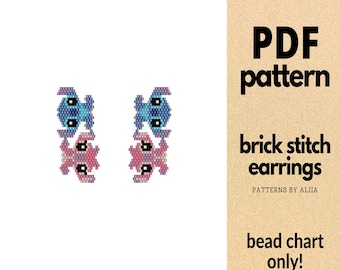 Stitch and Angel Earrings: Brick Stitch (PDF Pattern)