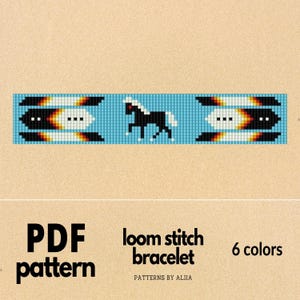 totem native bead patterns, turquoise indian patterns, seed bead loom patterns, horse native inspired | 17 rows
