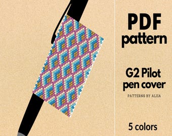 pen cover pattern, diy pen wrap pattern, peyote stitch pattern, peyote pattern, geometric miyuki pattern | size 11 seed beads