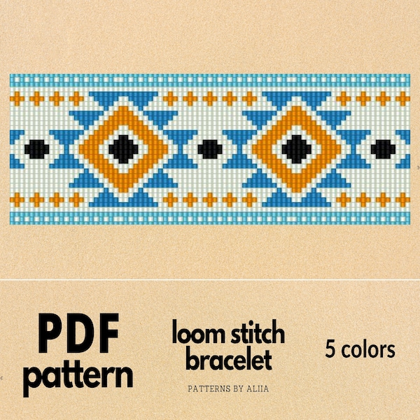 native american bead loom, native beadwork, miyuki pattern, navajo pattern, native american bracelet | Miyuki Delicas | 32 rows