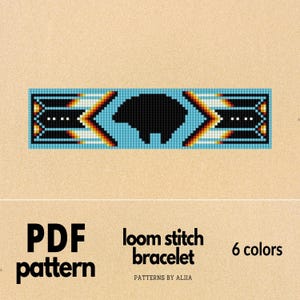 bear totem native bead patterns, turquoise indian patterns, seed bead loom patterns, native inspired | 23 rows