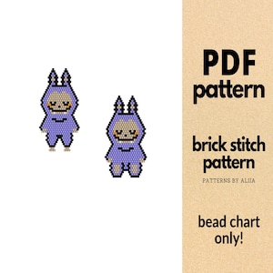 ZiZi labubu keychain pattern, brick stitch charm, brick stitch diagram, brick stitch pattern, lafufu pattern | 2 in 1