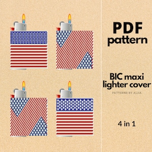 us flag pattern, diy lighter cover pattern, bic lighter cover, peyote stitch pattern, peyote pattern, miyuki pattern | size 11 seed beads