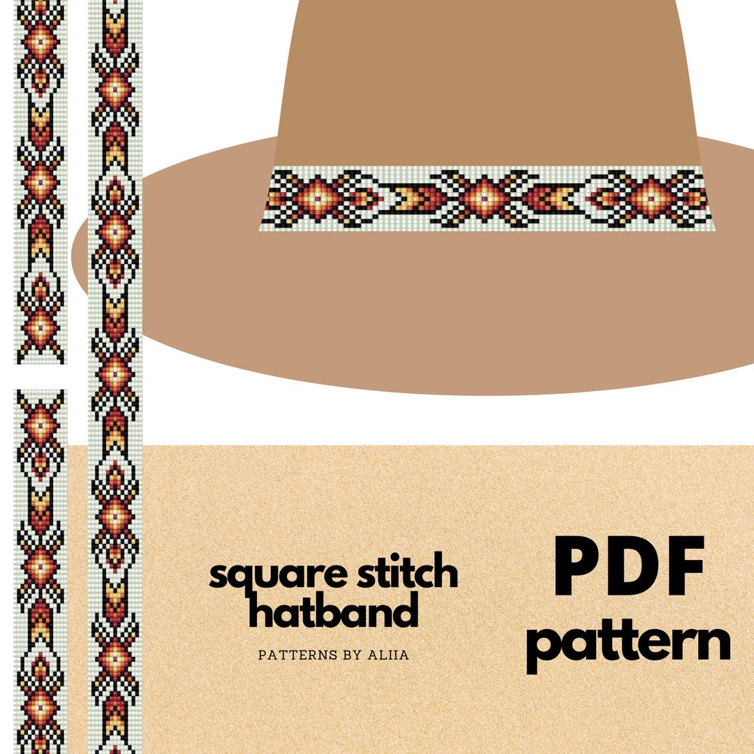 Simple Band Pattern Beaded Hat Band Pattern: Square Stitch, 21 Inch (PDF Pattern) - Etsy