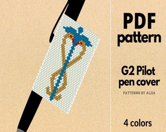 Caduceus Pen Cover Pattern: peyote stitch (PDF Pattern)