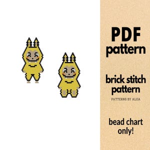 SiSi labubu keychain pattern, brick stitch charm, brick stitch diagram, brick stitch pattern, lafufu pattern | 2 in 1