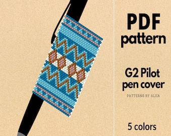 Geometric Pen Cover Pattern: peyote stitch (PDF Pattern)
