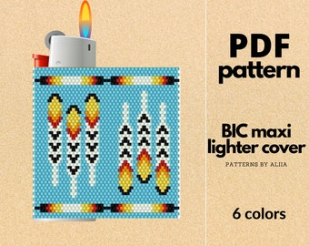 Feather Lighter Cover Pattern: peyote stitch (PDF Pattern)