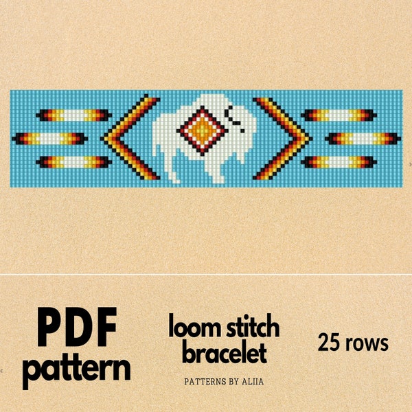 totem native bead patterns, turquoise indian patterns, seed bead loom patterns, buffalo native inspired | 25 rows