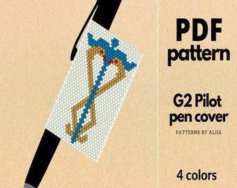 Caduceus Pen Cover Pattern: peyote stitch (PDF Pattern)