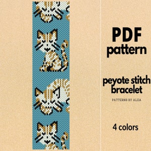 cats pattern, peyote pattern, bead pattern, cat lovers | 4 colors | 31 x 100