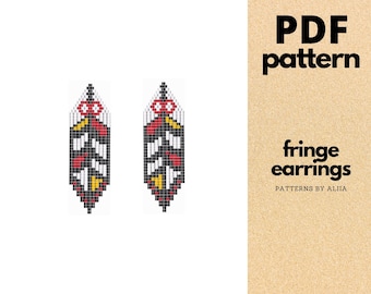 Feather Fringe Earring Pattern: brick stitch (PDF Pattern)