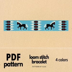 totem native bead patterns, turquoise indian patterns, seed bead loom patterns, horse native inspired | 17 rows