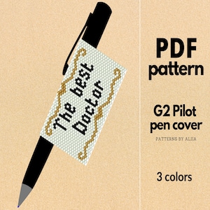 Doctor pen cover pattern, diy pen wrap, peyote pen wrap, peyote pen cover, peyote pattern | size 11 seed beads