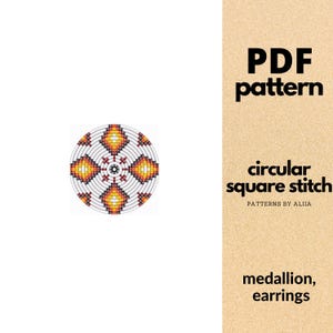 Schema per medaglione con perline: punto quadrato circolare (schema PDF) / 15 righe