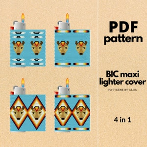 buffalo, bison, bull lighter cover pattern, bic lighter cover, peyote stitch pattern, peyote pattern, miyuki pattern | size 11 seed beads