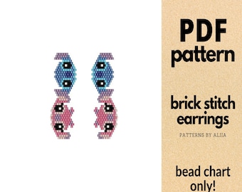 Stitch and Angel Earrings: Brick Stitch (PDF Pattern)