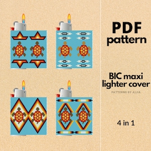 turtle lighter cover pattern, bic lighter cover, peyote stitch pattern, peyote pattern, miyuki pattern | size 11 seed beads