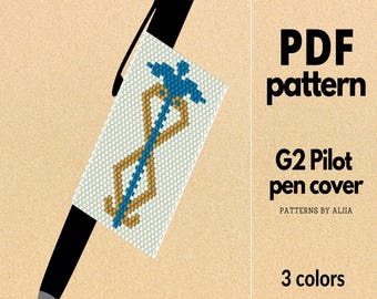 Caduceus Pen Cover Pattern: peyote stitch (PDF Pattern)