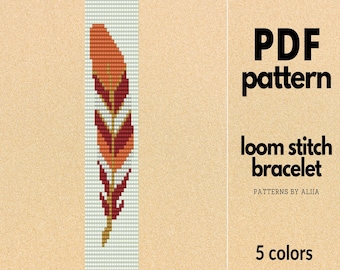 feather bead pattern, dazzling feather, navajo pattern, miyuki pattern | size 11 seed beads | 22 row wide