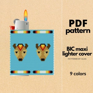 buffalo, bison, bull lighter cover pattern, bic lighter cover, peyote stitch pattern, peyote pattern, miyuki pattern | size 11 seed beads