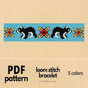bear pattern, loom bead pattern, bead loom pattern | 5 colors | 21 x 91