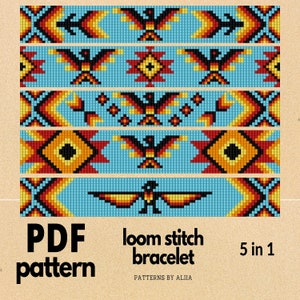 thunderbird pattern, native bead loom, native beadwork, miyuki pattern, navajo pattern | Miyuki Delicas | 5 in 1 | e book