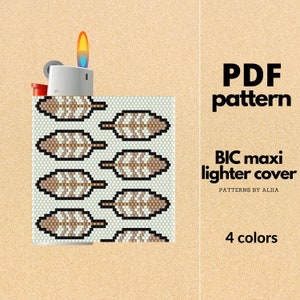 DIY-Feuerzeughüllenmuster, Bic-Feuerzeughülle, Peyote-Stichmuster, Peyote-Muster, Miyuki-Muster, Feder-Muster | Größe 11 Rocailles
