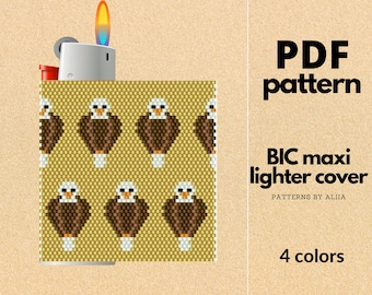Eagle Lighter Cover Pattern: peyote stitch (PDF Pattern)