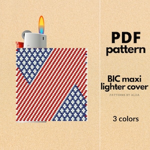 us flag pattern, diy lighter cover pattern, bic lighter cover, peyote stitch pattern, peyote pattern, miyuki pattern | size 11 seed beads