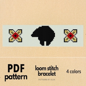 bear pattern, loom bead pattern, bead loom pattern | 4 colors | 25 x 91