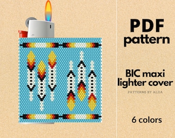 Feather Lighter Cover Pattern: peyote stitch (PDF Pattern)