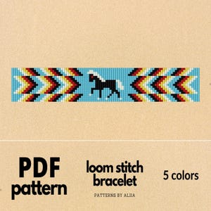 totem native bead patterns, turquoise indian patterns, seed bead loom patterns, horse native inspired | 17 rows