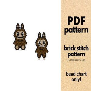 Baba labubu keychain pattern, brick stitch charm, brick stitch diagram, brick stitch pattern, lafufu pattern | 2 in 1