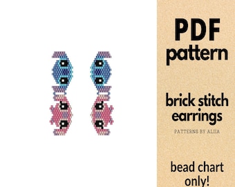 Stitch and Angel Earrings: Brick Stitch (PDF Pattern)