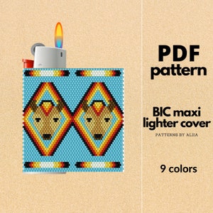 buffalo, bison, bull lighter cover pattern, bic lighter cover, peyote stitch pattern, peyote pattern, miyuki pattern | size 11 seed beads
