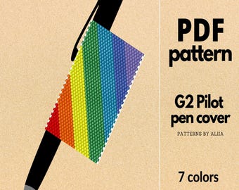 Rainbow Day Pen Cover Pattern: peyote stitch (PDF Pattern)