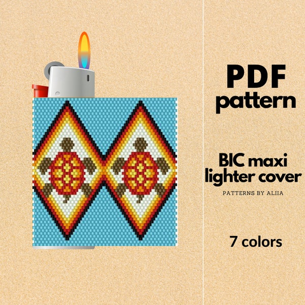 diy lighter cover pattern, bic lighter cover, peyote stitch pattern, peyote pattern, miyuki pattern | size 11 seed beads