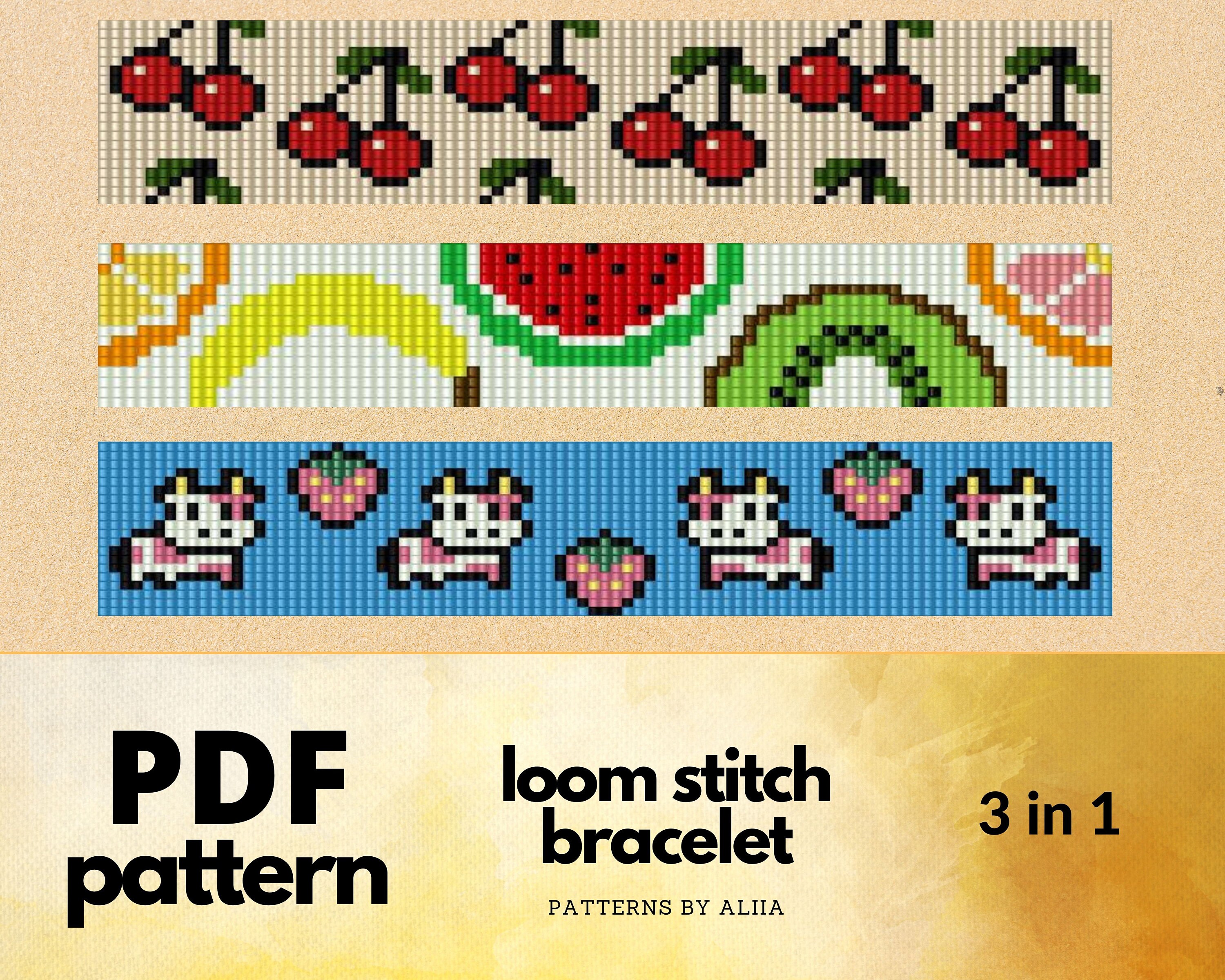 Fruits and Cow Seed Bead Loom Patterns Bead Loom Patterns Etsy Australia