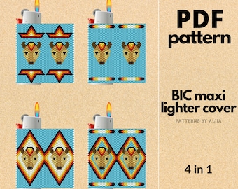 Bull Lighter Cover Pattern: peyote stitch (PDF Pattern) | 4 in 1