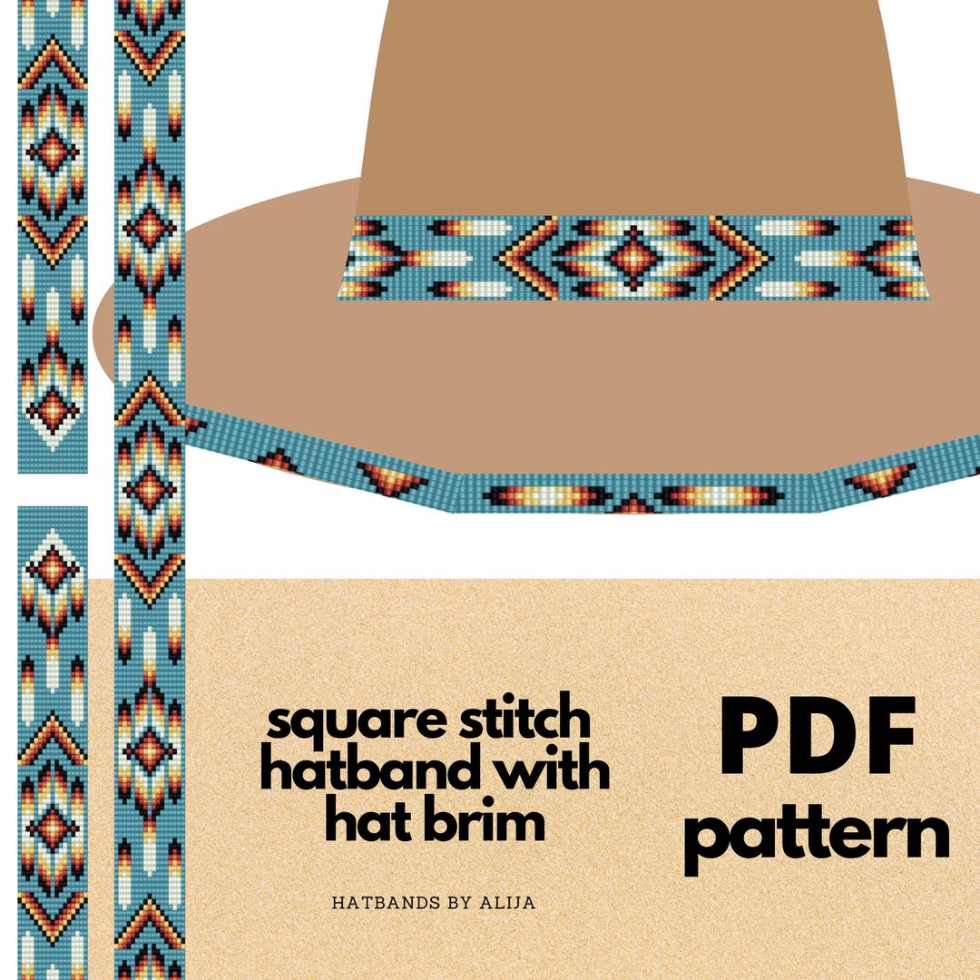 Beaded Hat Band & Brim Pattern: Square Stitch, 21 Inch (PDF Pattern) - Etsy