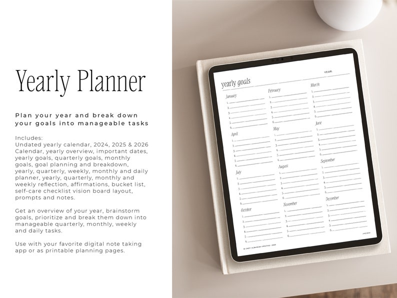 Yearly Planner Template | Yearly Planner Printable | Yearly Goal ...